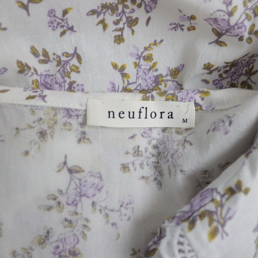 Neuflora Evora Blouse Top Medium Floral Peter Pan Collar Eyelet Lace - Picture 9 of 11